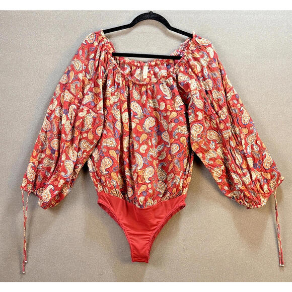Free People Tops - Free People Intimately Free Sundown Bodysuit Paisley Print Women XS Off Shoulder